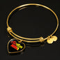 Sicilian Nonna with Black Heart Charm Bangle in Gold & Stainless Steel
