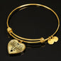I Will Love You Forever with Transparent Heart Charm Bangle in Gold & Stainless Steel