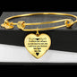 I Will Love You Forever with Transparent Heart Charm Bangle in Gold & Stainless Steel
