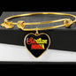 Sicilian Nonna with Black Heart Charm Bangle in Gold & Stainless Steel