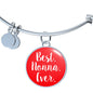 Best Nonna Ever With Red Circle Charm Bangle