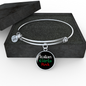 Italian Girls Rock With Black Circle Charm Bangle Stainless