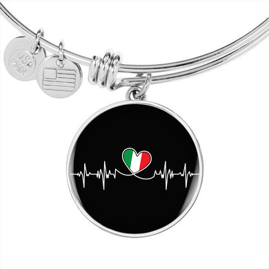 Italian Lifeline With Circle Charm Bangle in Gold & Stainless Steel