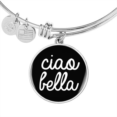 Ciao Bella With Black Circle Charm Bangle in Gold & Stainless Steel
