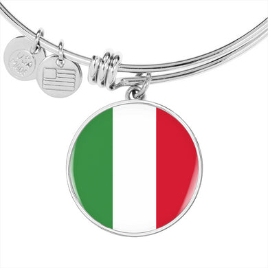 Italian Flag Circle Bangle in Gold & Stainless Steel