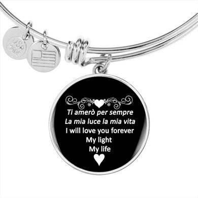 I Will Love You Forever with Circle Charm Bangle in Gold & Stainless Steel