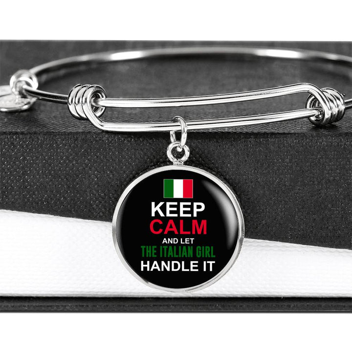 Let the Italian Girl Handle It With Circle Charm Bangle in Gold & Stainless Steel