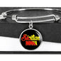 Sicilian Nonna With Black Circle Charm Bangle in Gold & Stainless Steel