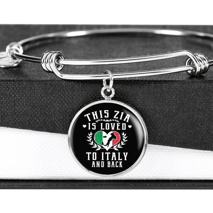 This Zia is Loved To Italy and Back with Circle Charm Bangle in Gold & Stainless Steel