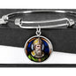 St. Patrick With Circle Charm Bangle in Gold & Stainless Steel