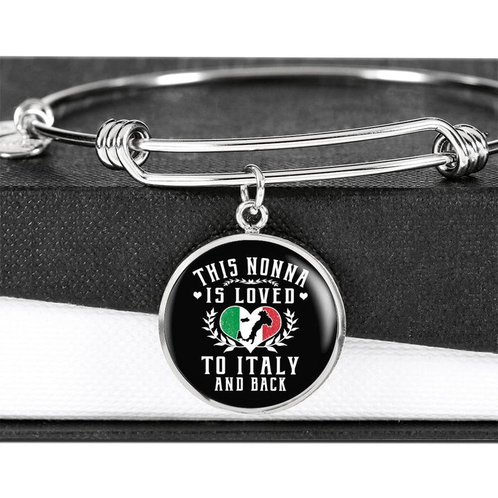 This Nonna is Loved to Italy and Back with Circle Charm Bangle in Gold & Stainless Steel