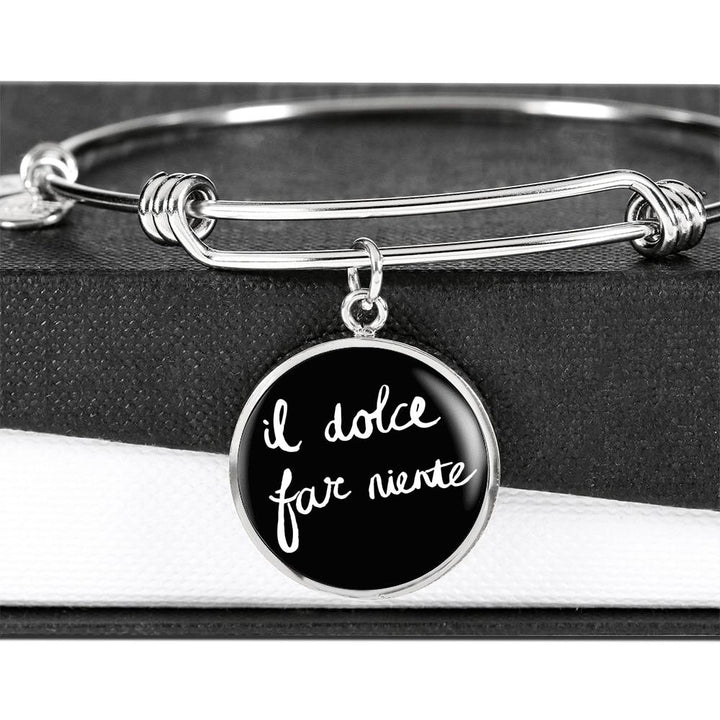 Italian Sweetness of Doing Nothing with Circle Charm Bangle in Gold & Stainless Steel