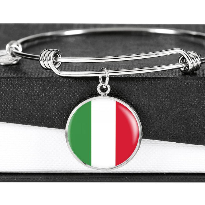 Italian Flag Circle Bangle in Gold & Stainless Steel