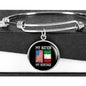 Italian My Nation My Heritage With Circle Charm Bangle in Gold & Stainless Steel