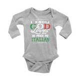 God Made Me Italian Long Sleeve Baby Onesie
