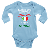 God Sent Me Nonna With Heart Long Sleeve Baby Onesie